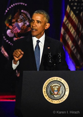 President Barack Obama at podium during his Farewell Address
